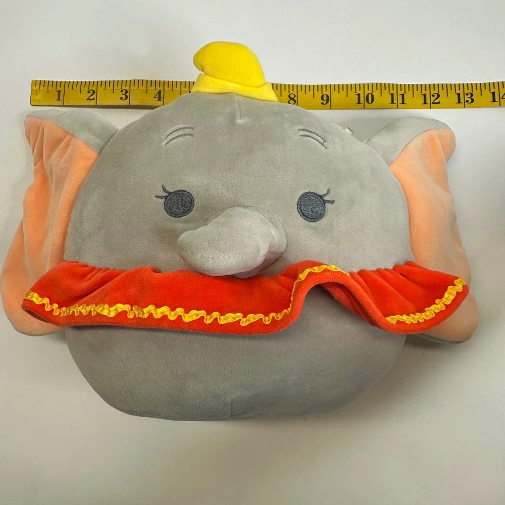 Disney Squishmallows‎ Dumbo Elephant Plush Gray Red Collar 8 Inch Kellytoy Toy